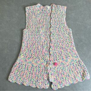 Hand Crafted Vintage 70s Pastel Crochet Vest